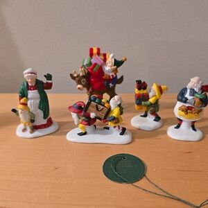 Dept 56 "Toymaker's Elves" Christmas Village Figurines Plus an Elf On A Reindeer